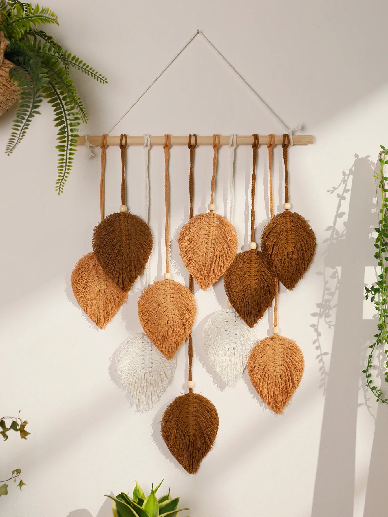 Leaf Macrame Wall Hanging in Earth Tones