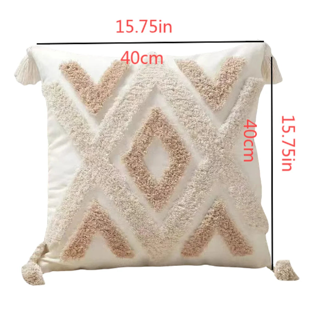 Cream Woven Boho Inspired Pillow