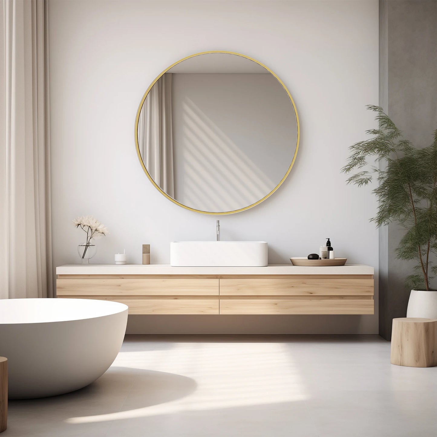 Modern Gold Mirror in Smooth Metal Finish