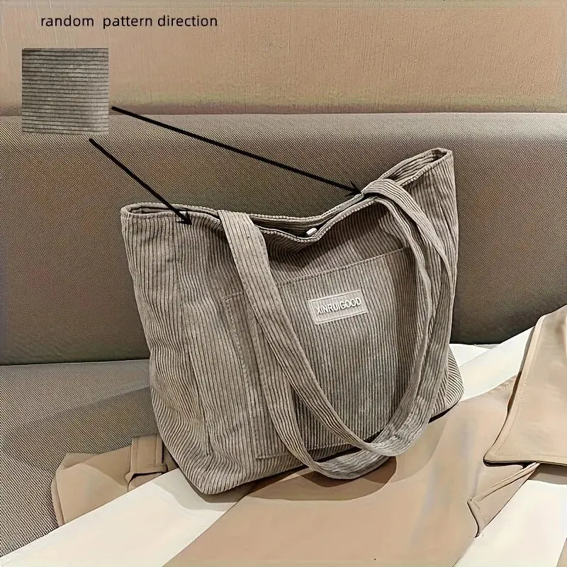 Street Style Corduroy Tote