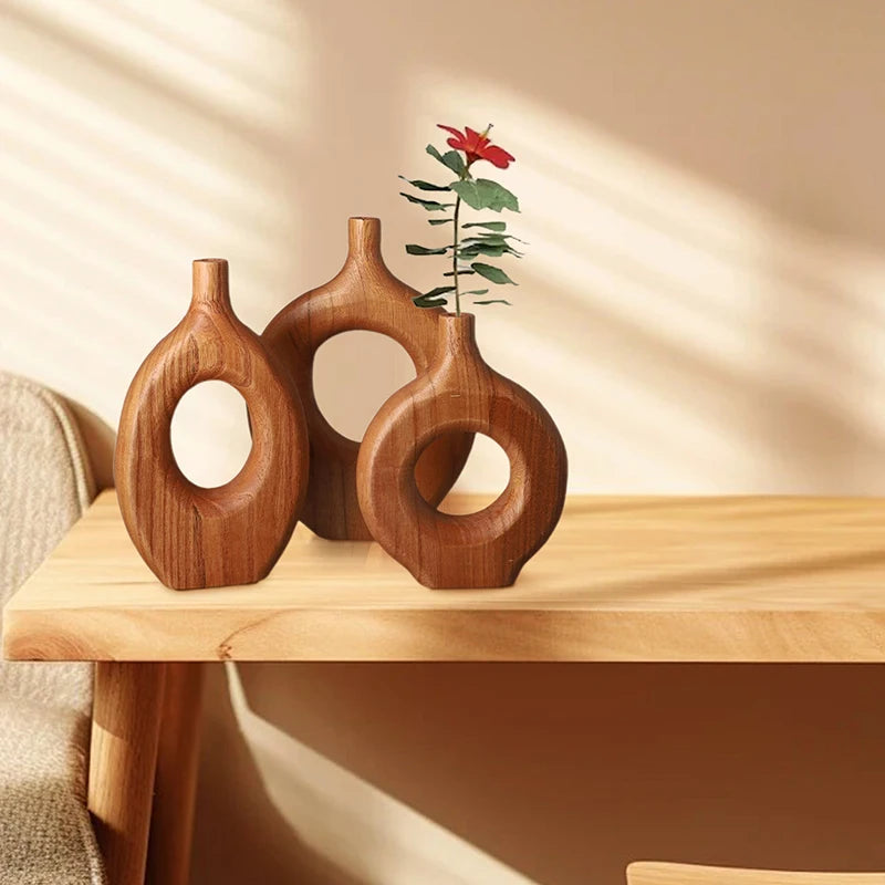 Sculptural Wooden Vase Ornament