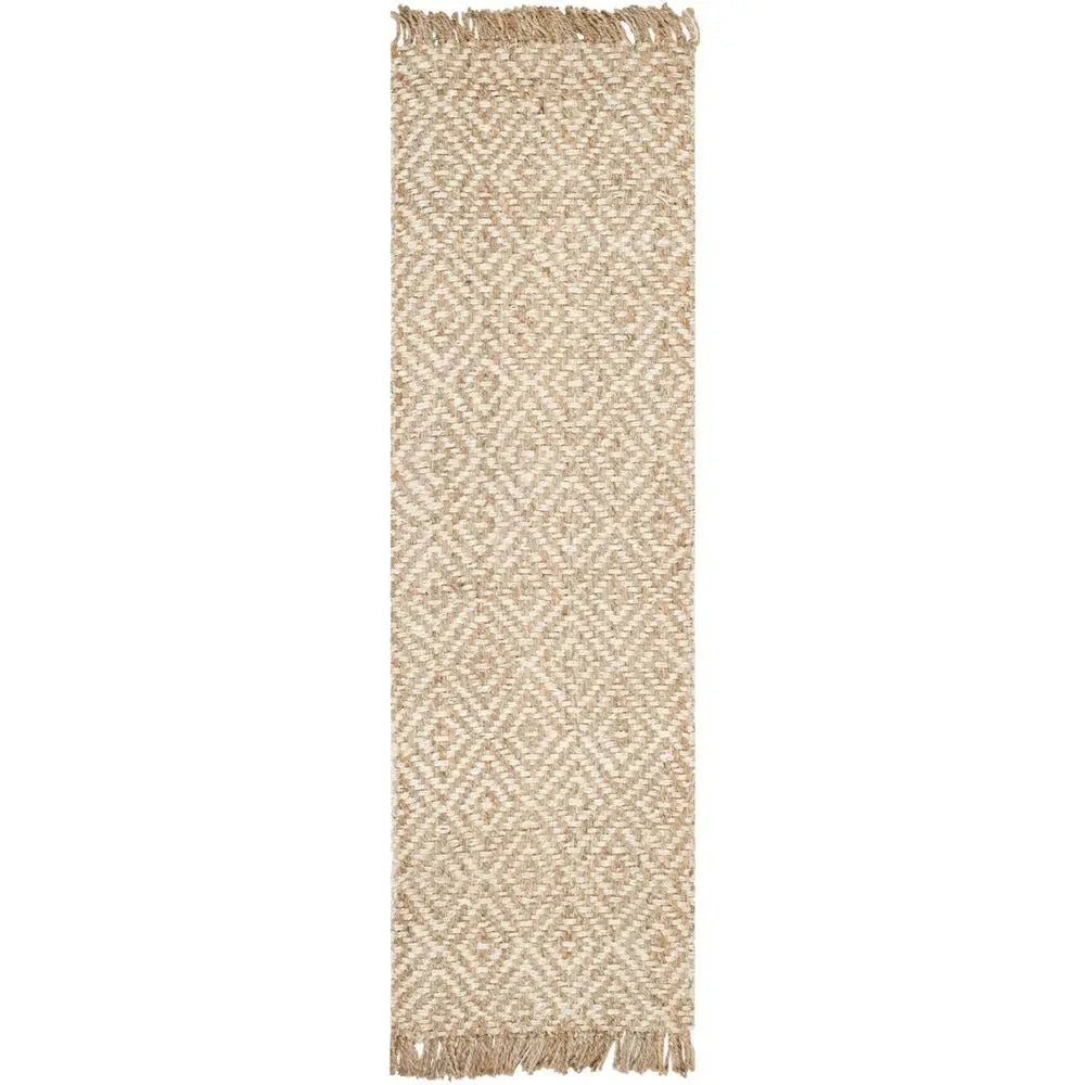 Ivory Jute Area Rug with Tassel Detail for Rustic Living Room Style