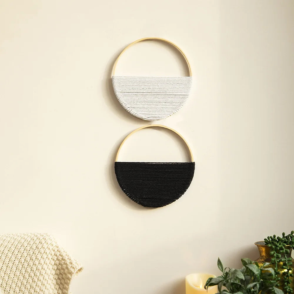 Woven Macrame Decor Duo in Natural Tones