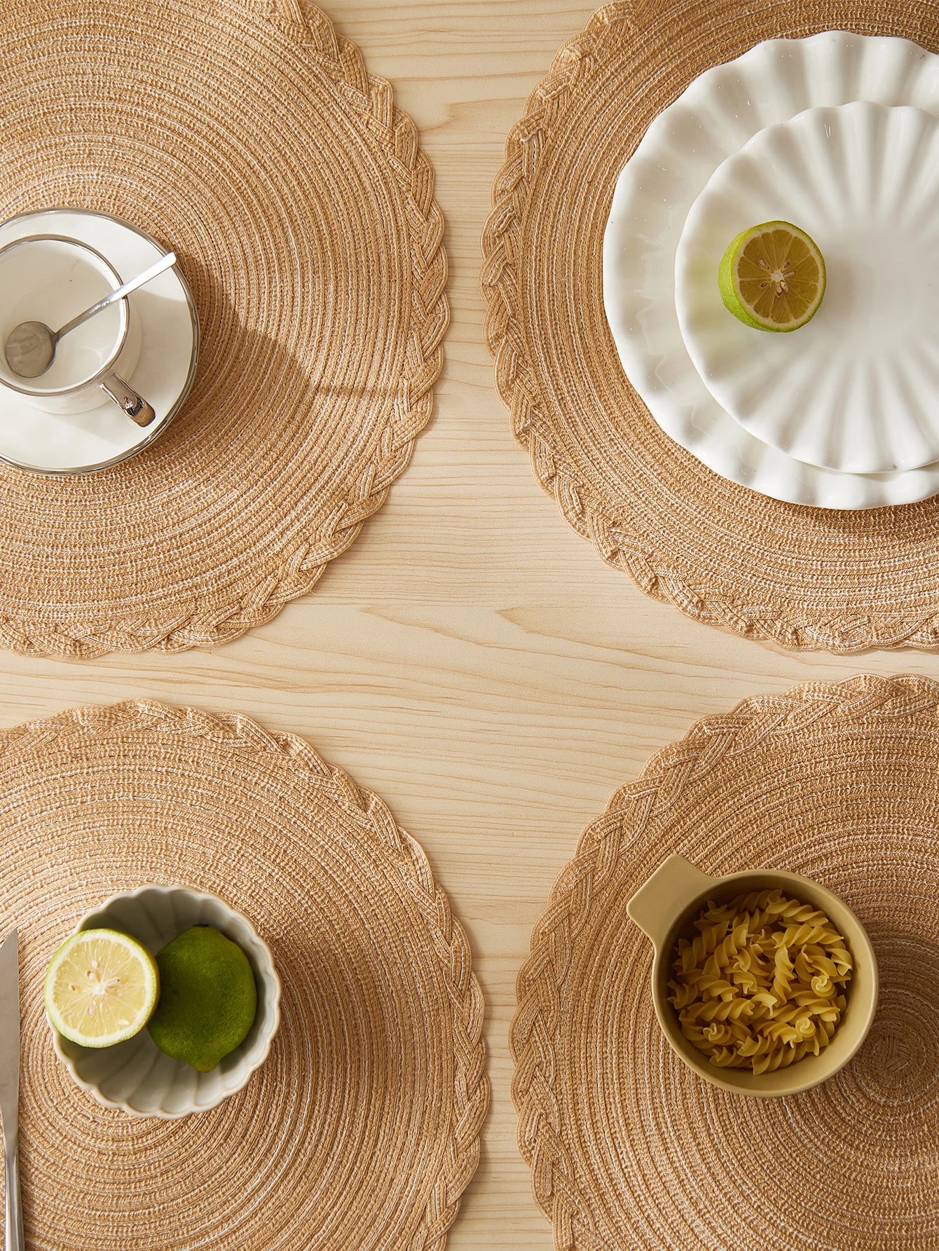 Soft Cotton Woven Round Placemats Set