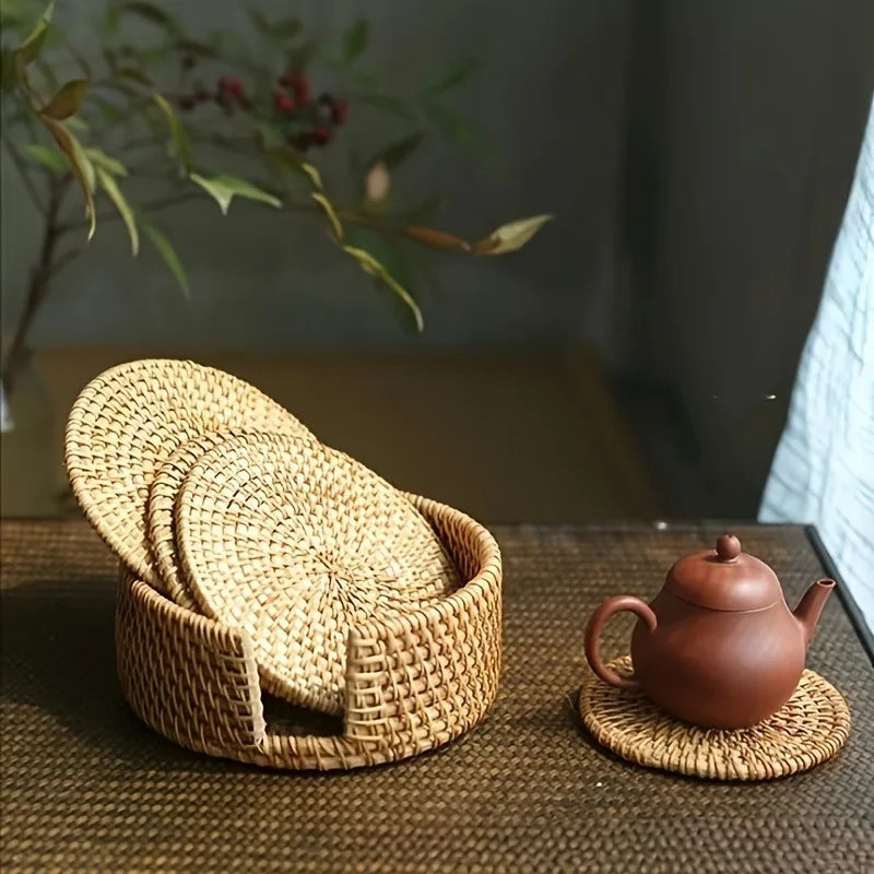 Rustic Autumn Vine Rattan Pot Mats