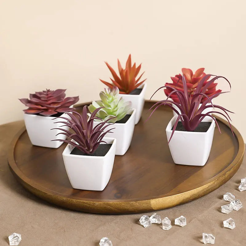 Set of 6 Mini Faux Succulents with Pots