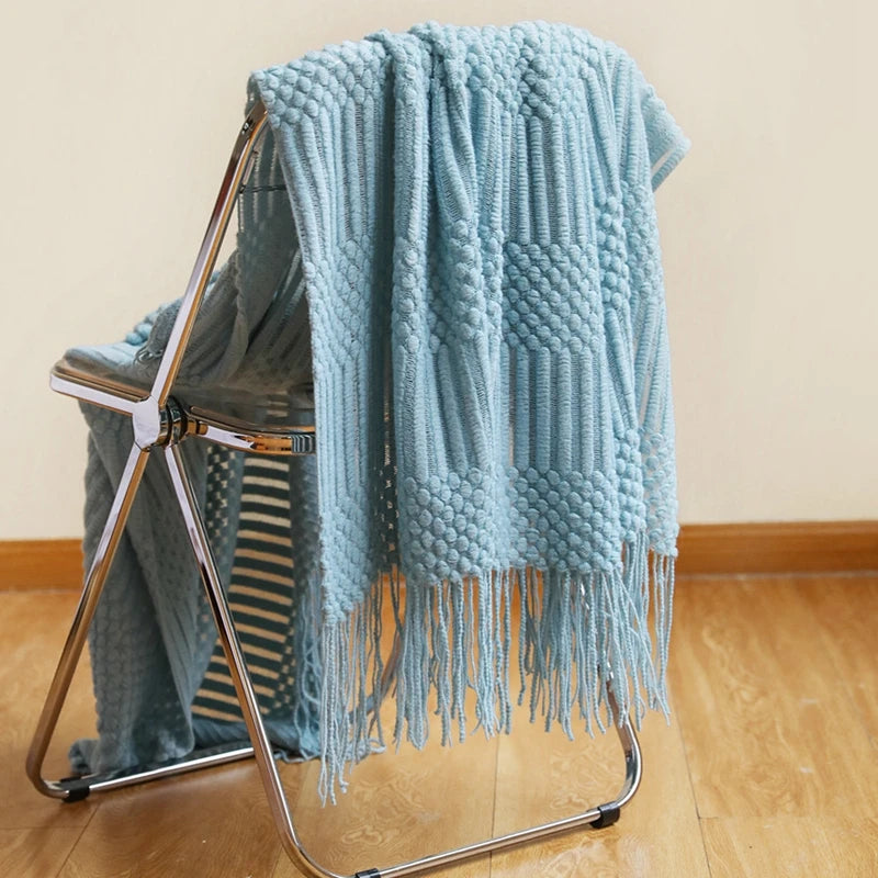 Knitted Blanket with a Cozy Farmhouse Touch