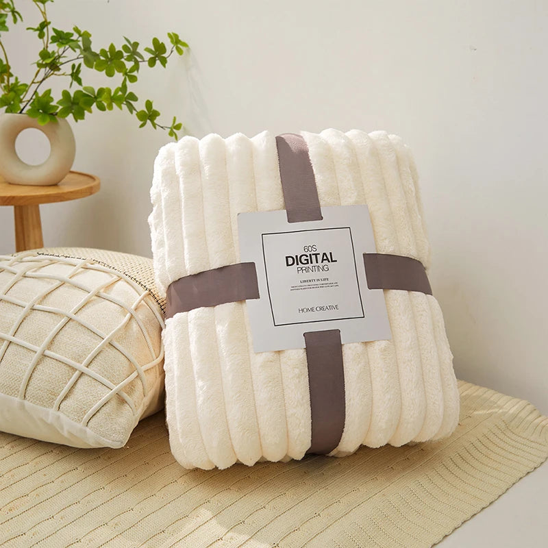 Soft and Warm Striped Blanket for Sofa and Bed Cover