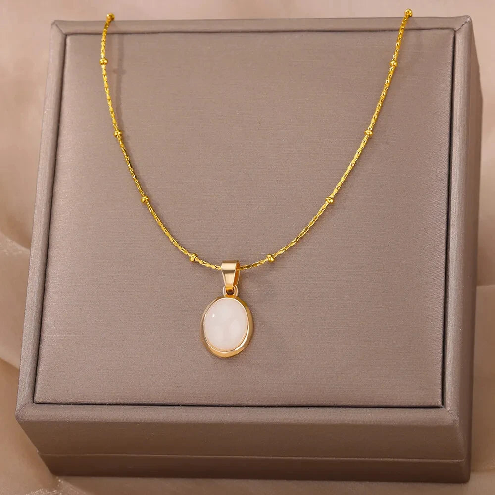 Classic Gold Opal Necklace
