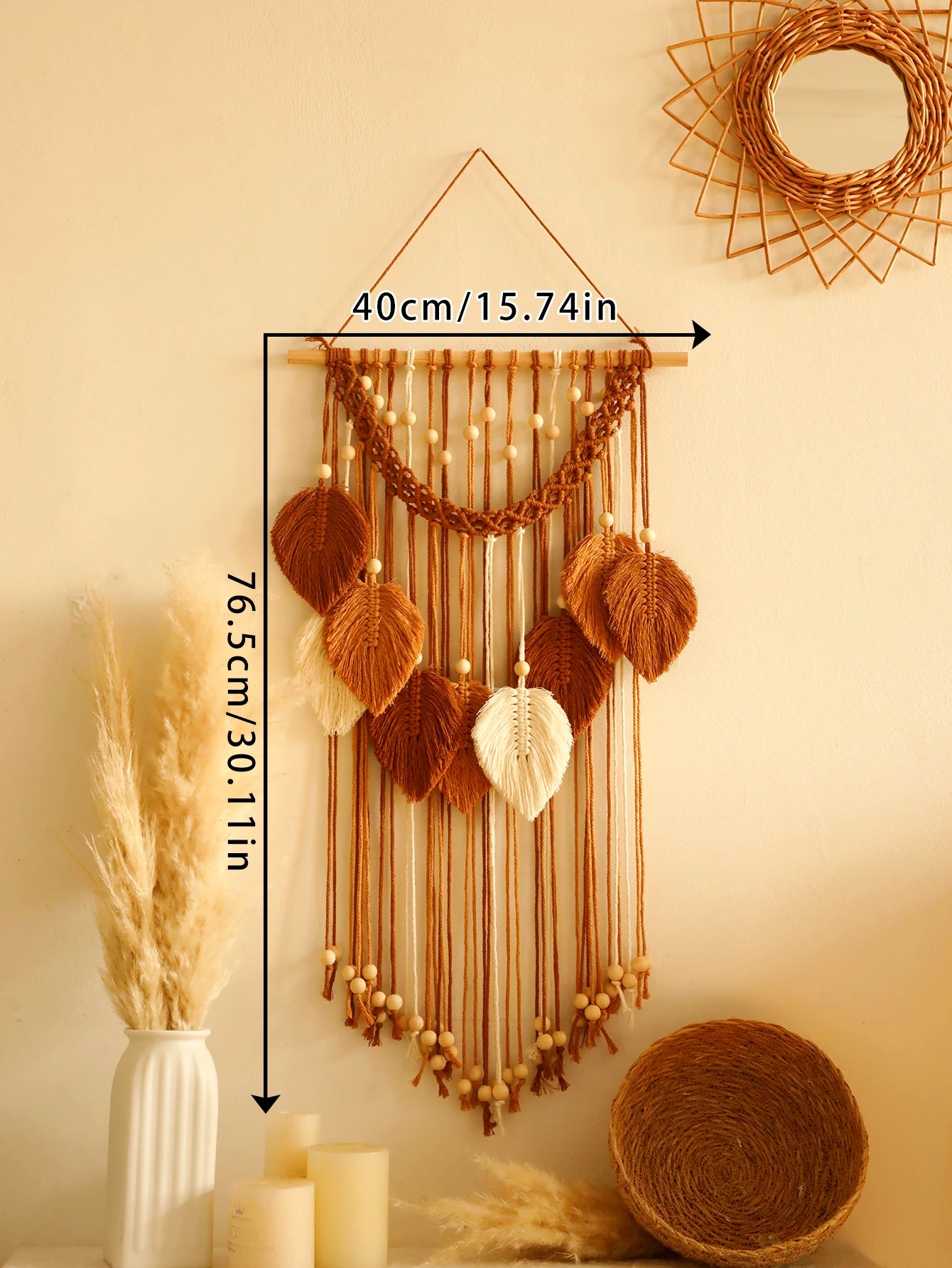 Leaf Macrame Wall Hanging in Earth Tones