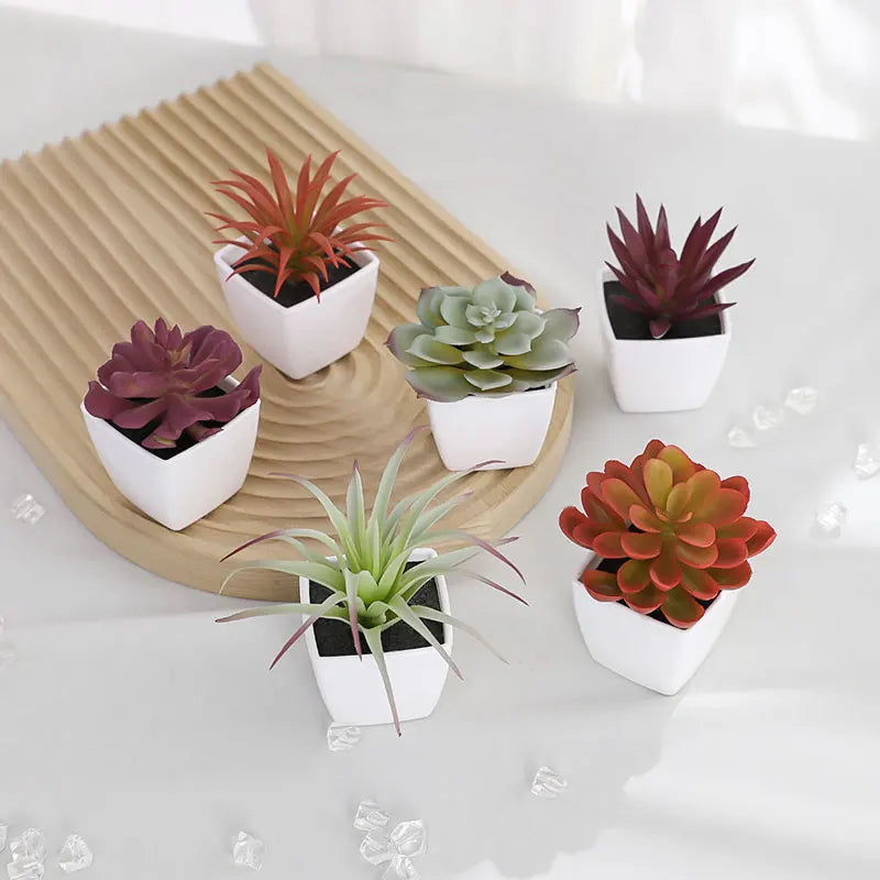 Set of 6 Mini Faux Succulents with Pots