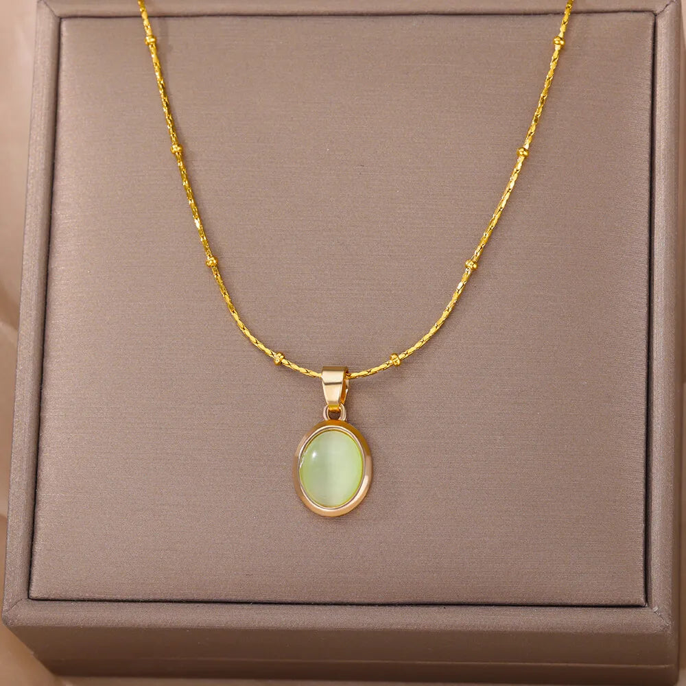 Classic Gold Opal Necklace
