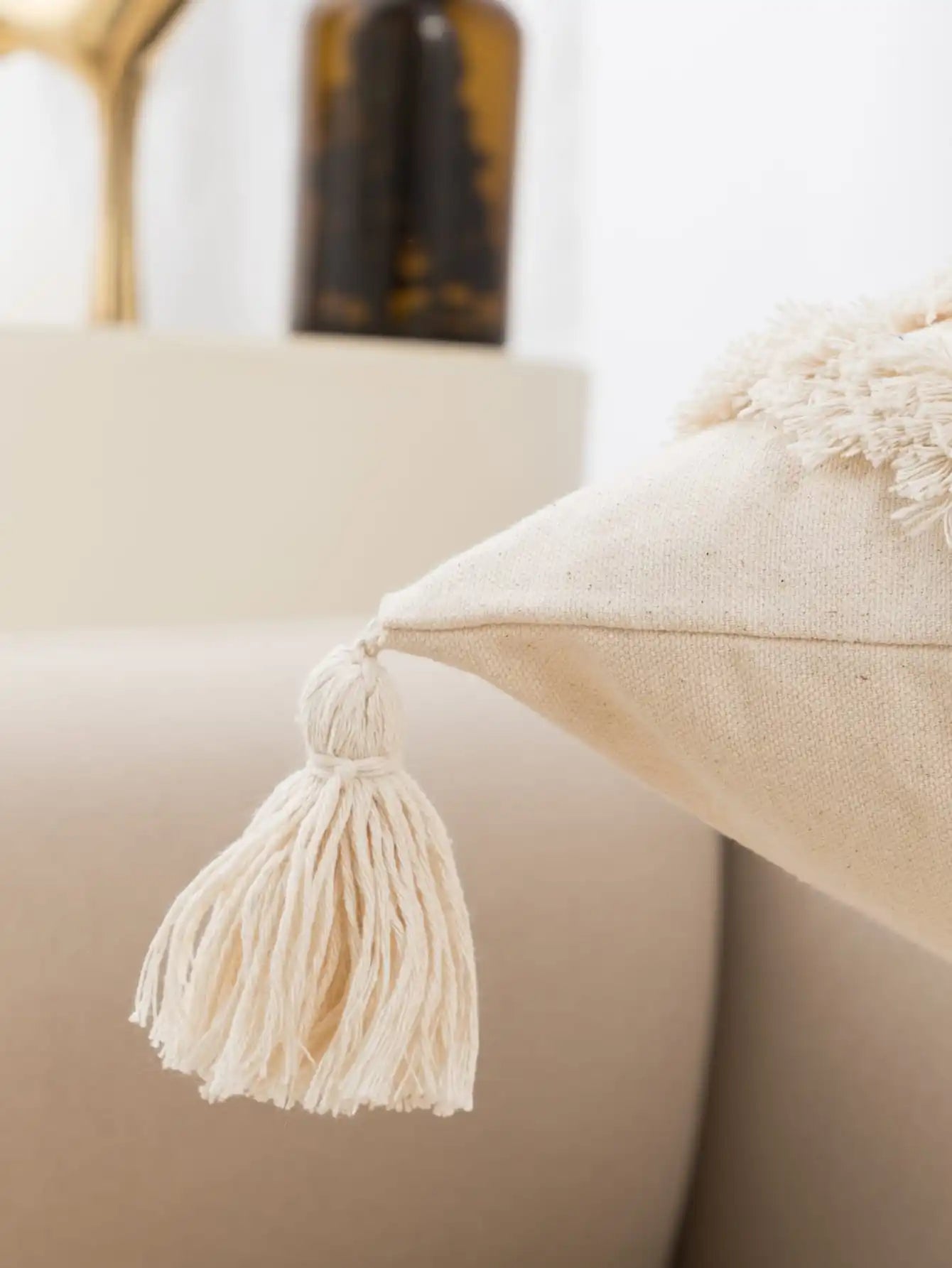 Cozy Fringe Lumbar Cushion Cover