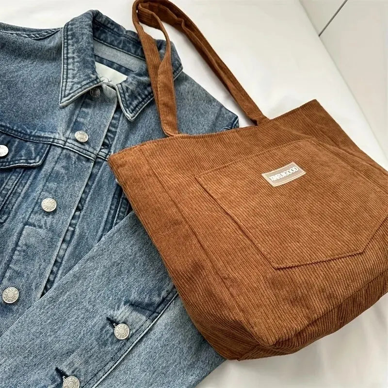 Street Style Corduroy Tote