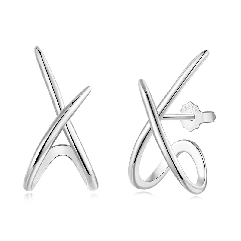 Rustic Sterling Silver & Gold X Earrings