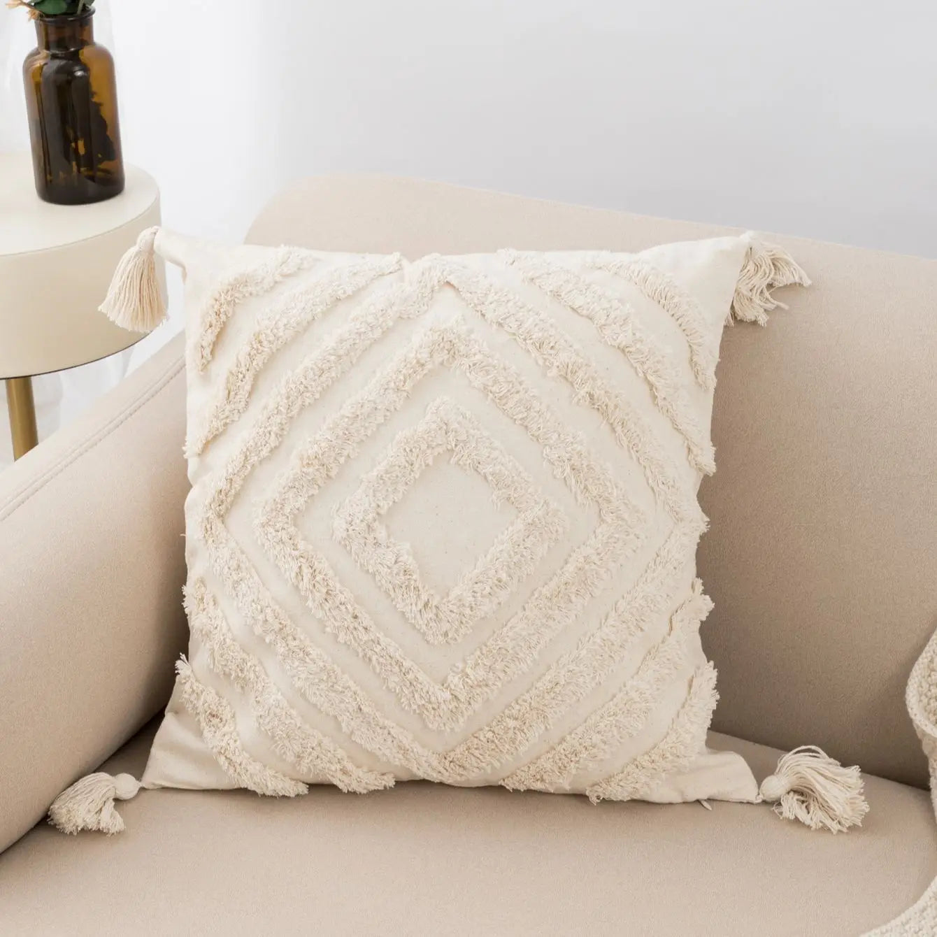Cozy Fringe Lumbar Cushion Cover