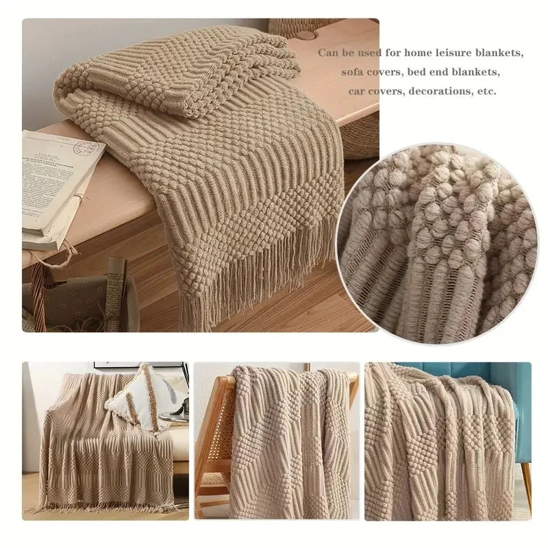 Knitted Blanket with a Cozy Farmhouse Touch