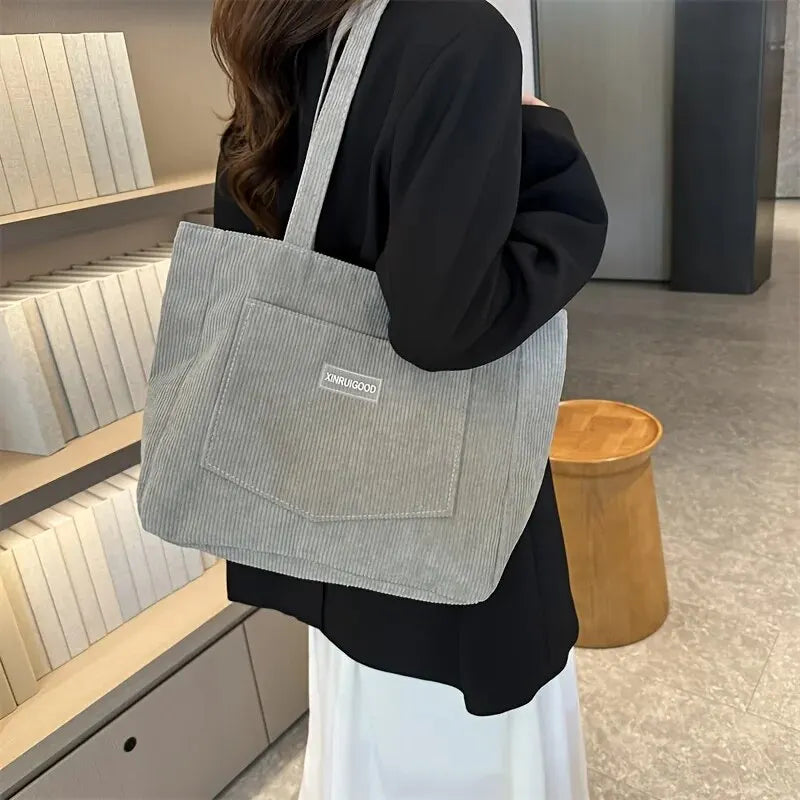 Street Style Corduroy Tote
