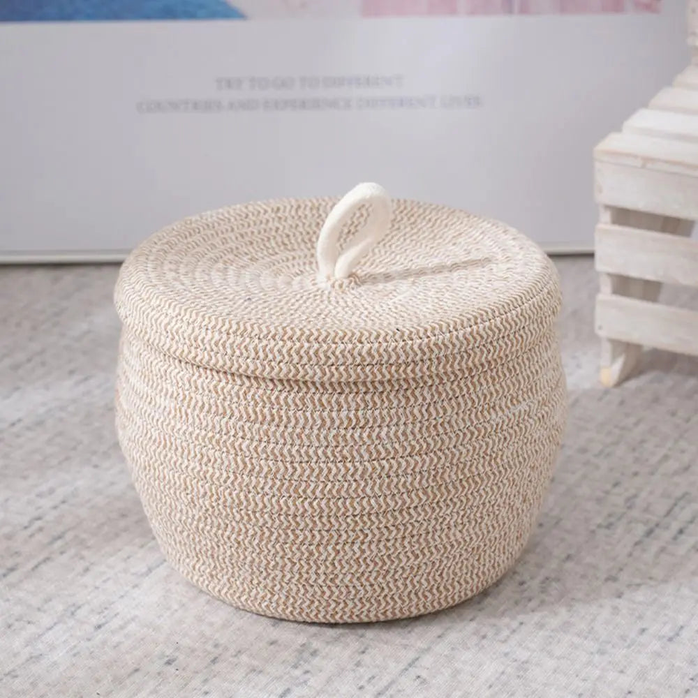 Lidded Cotton Rope Basket