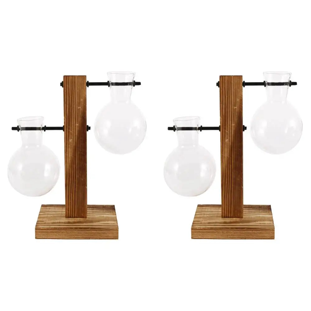 Rustic Glass Bulb Vase with Wooden Frame