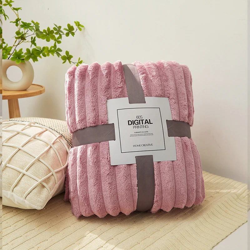 Soft and Warm Striped Blanket for Sofa and Bed Cover
