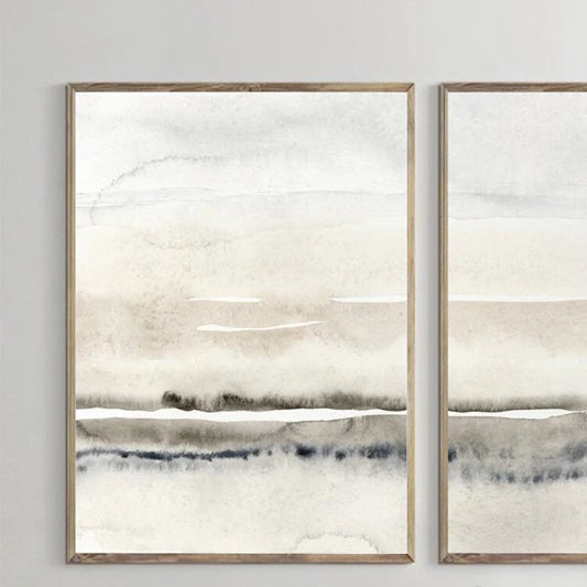 Abstract Neutral Watercolor Landscape Canvas Art