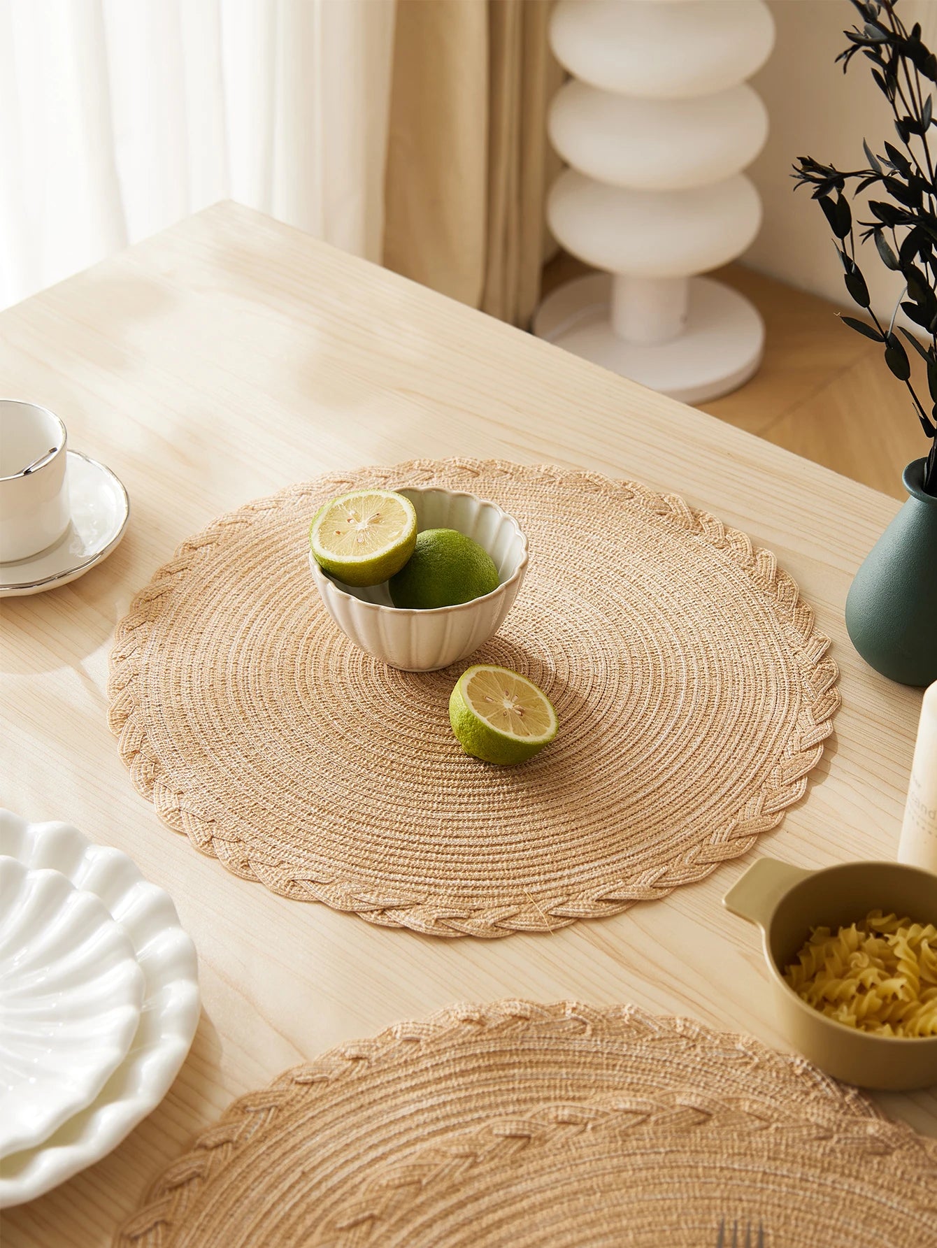 Soft Cotton Woven Round Placemats Set