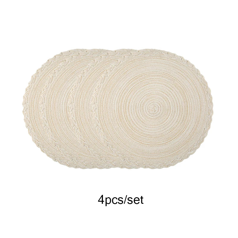 Soft Cotton Woven Round Placemats Set