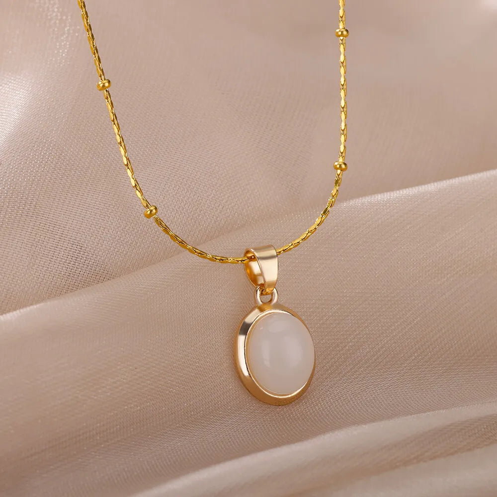Classic Gold Opal Necklace