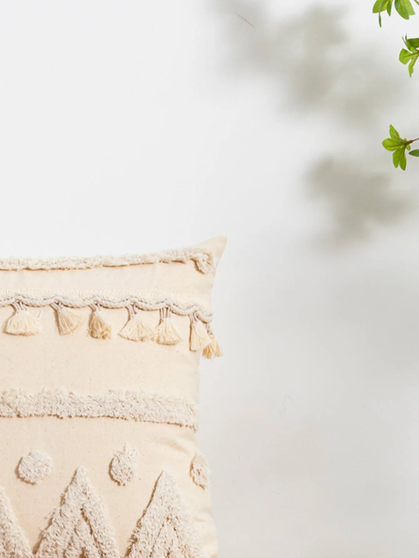 Beige Dot Tassel Pillow