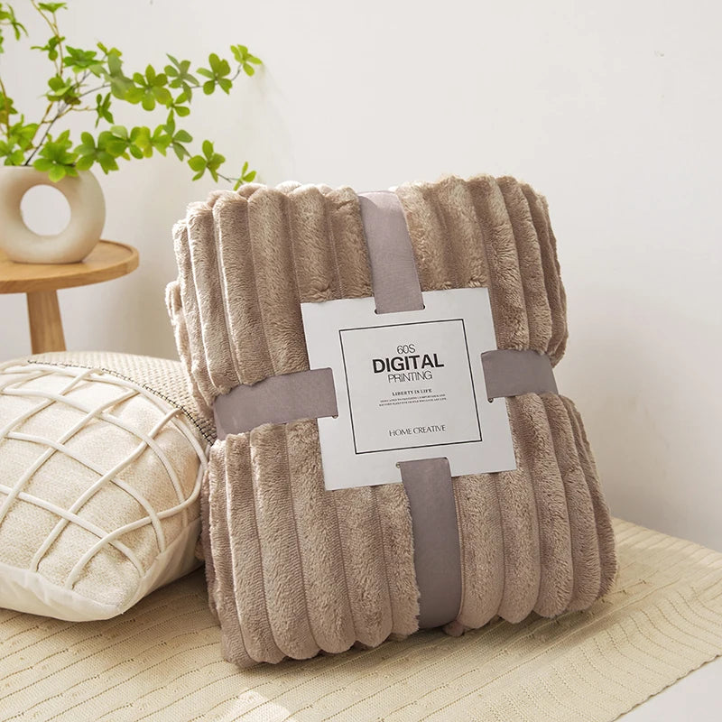 Soft and Warm Striped Blanket for Sofa and Bed Cover