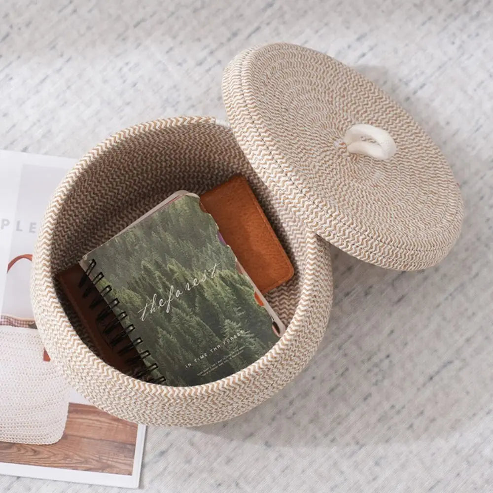 Lidded Cotton Rope Basket