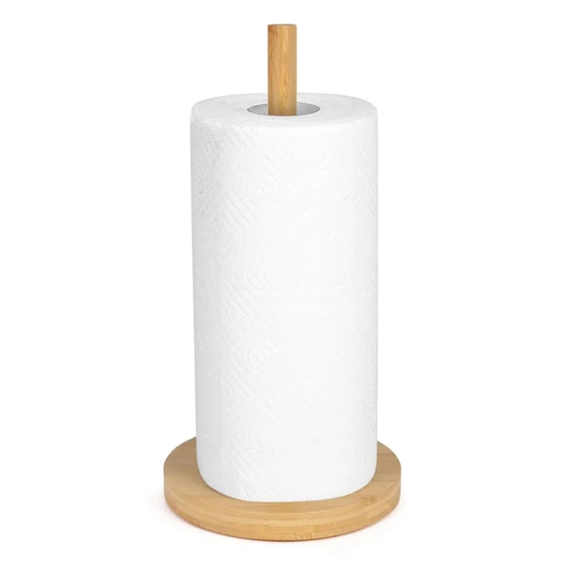 Rustic Wooden Paper Towel & Tissue Holder | Vertical Storage Stand