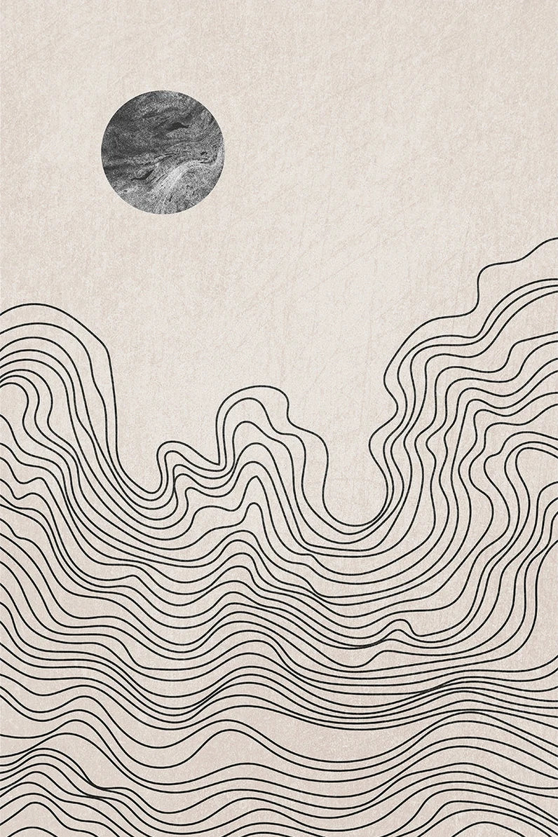 Moonlit Sun – Abstract Boho Canvas Print for Tranquil Spaces