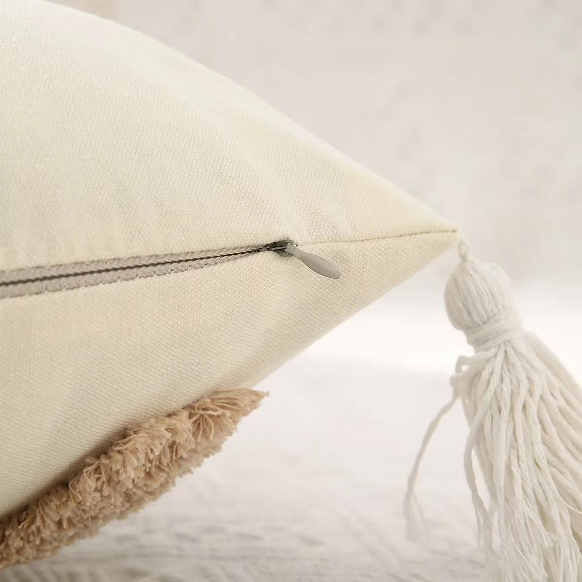 Cream Woven Boho Inspired Pillow