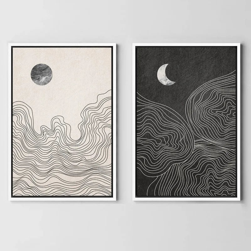 Moonlit Sun – Abstract Boho Canvas Print for Tranquil Spaces