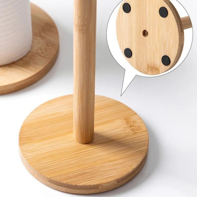 Rustic Wooden Paper Towel & Tissue Holder | Vertical Storage Stand