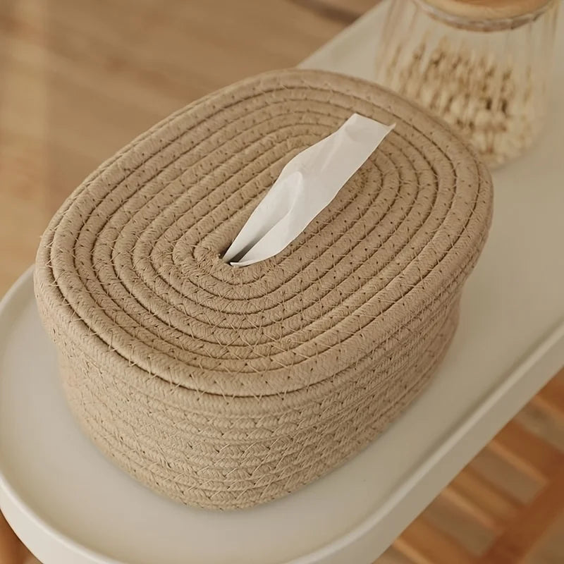 Handwoven Fabric Tissue Box Cover