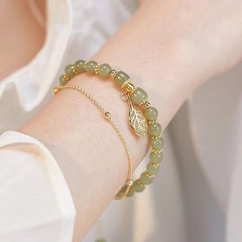 Green Jade Leaf Bracelet