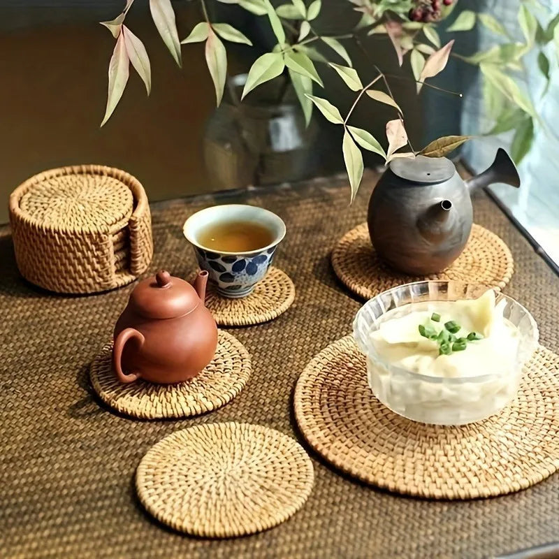 Rustic Autumn Vine Rattan Pot Mats