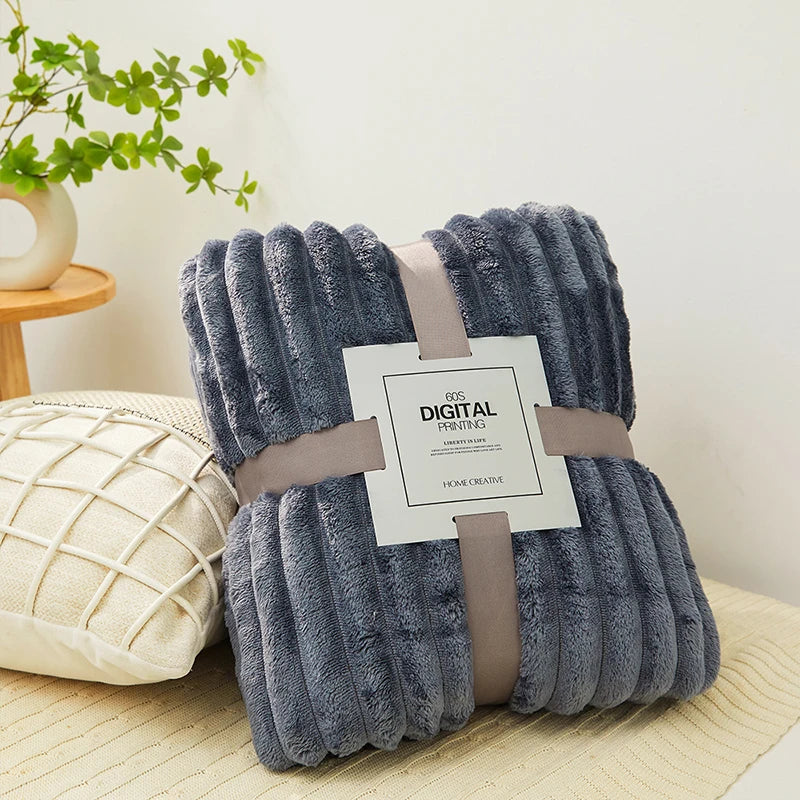 Soft and Warm Striped Blanket for Sofa and Bed Cover