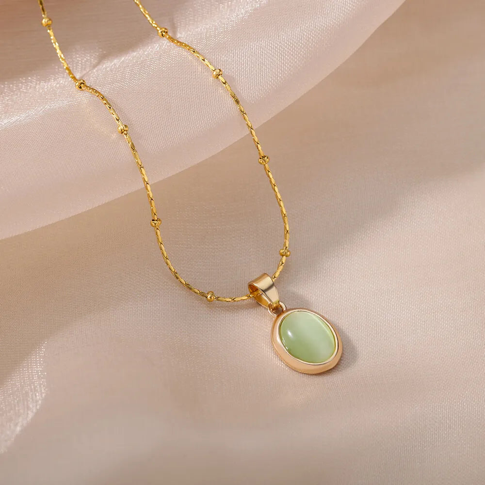 Classic Gold Opal Necklace