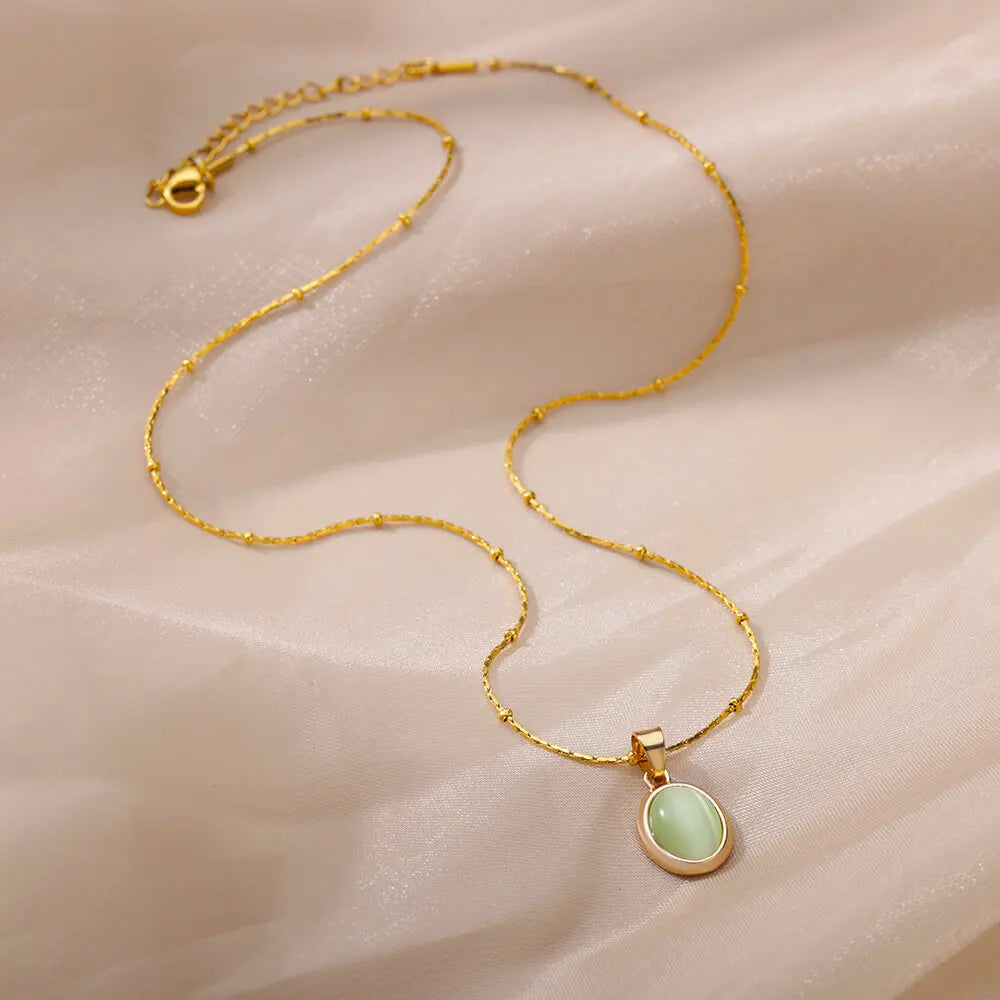 Classic Gold Opal Necklace