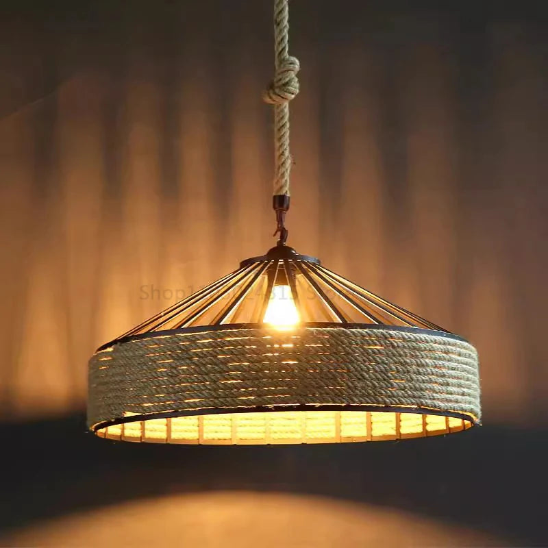 Rustic Rope Hanging Lamp