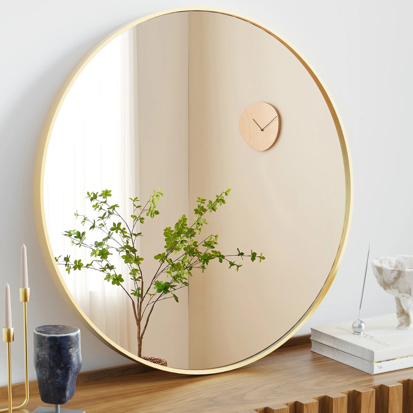 Modern Gold Mirror in Smooth Metal Finish