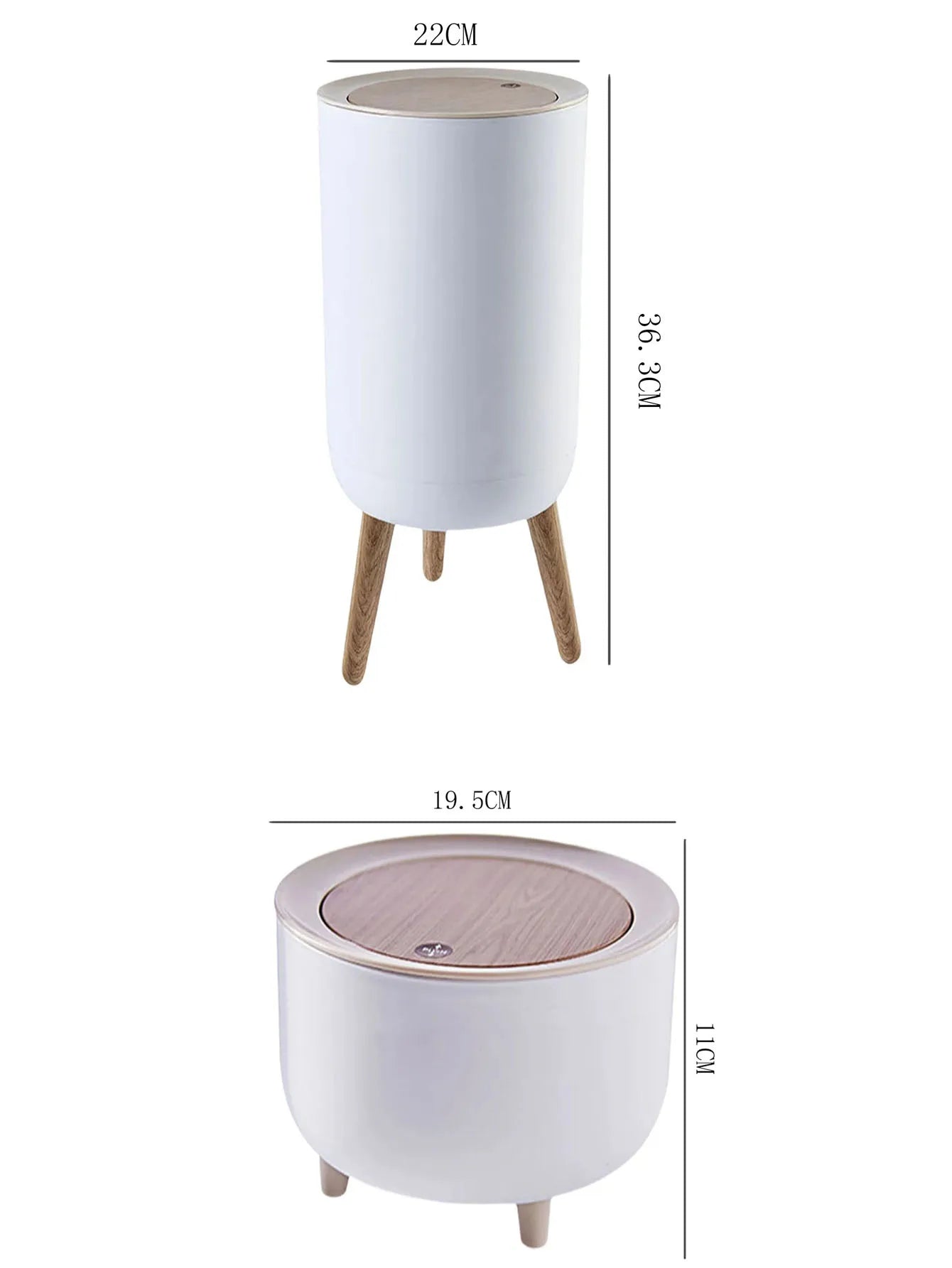 Wooden Wastebasket with Lid and Pedal Design