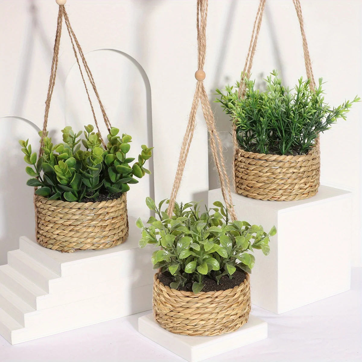 Woven Rosemary and Grass Potted Arrangement