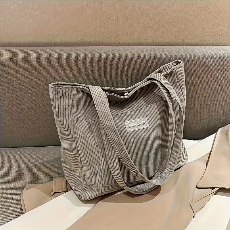 Street Style Corduroy Tote