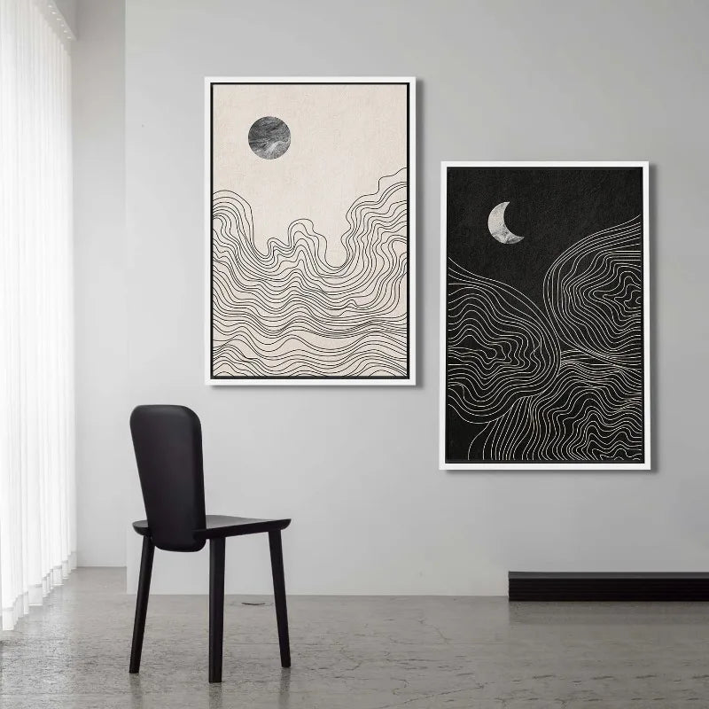 Moonlit Sun – Abstract Boho Canvas Print for Tranquil Spaces