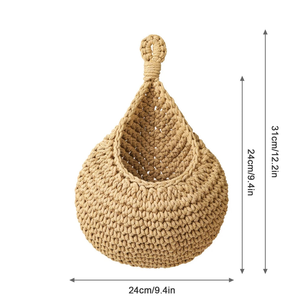 Macrame Wall Basket for Kitchen and Garden Storage